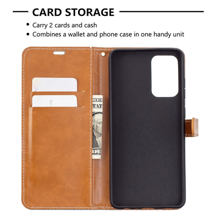 For Samsung Galaxy A72 5G / 4G Color Matching Denim Texture Horizontal Flip Leather Case with Holder & Card Slots & Wallet & Lanyard