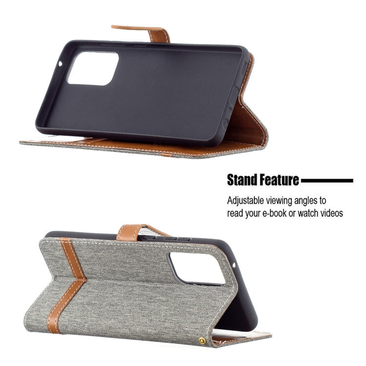 For Samsung Galaxy A72 5G / 4G Color Matching Denim Texture Horizontal Flip Leather Case with Holder & Card Slots & Wallet & Lanyard
