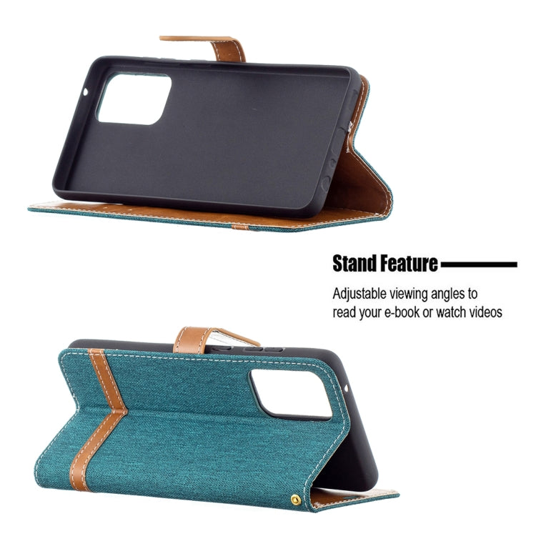 For Samsung Galaxy A72 5G / 4G Color Matching Denim Texture Horizontal Flip Leather Case with Holder & Card Slots & Wallet & Lanyard