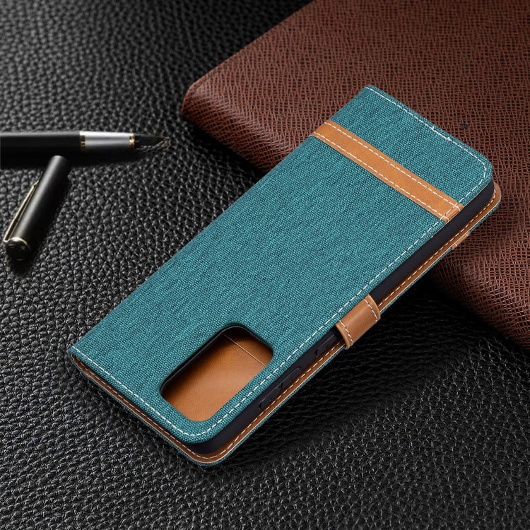 For Samsung Galaxy A72 5G / 4G Color Matching Denim Texture Horizontal Flip Leather Case with Holder & Card Slots & Wallet & Lanyard