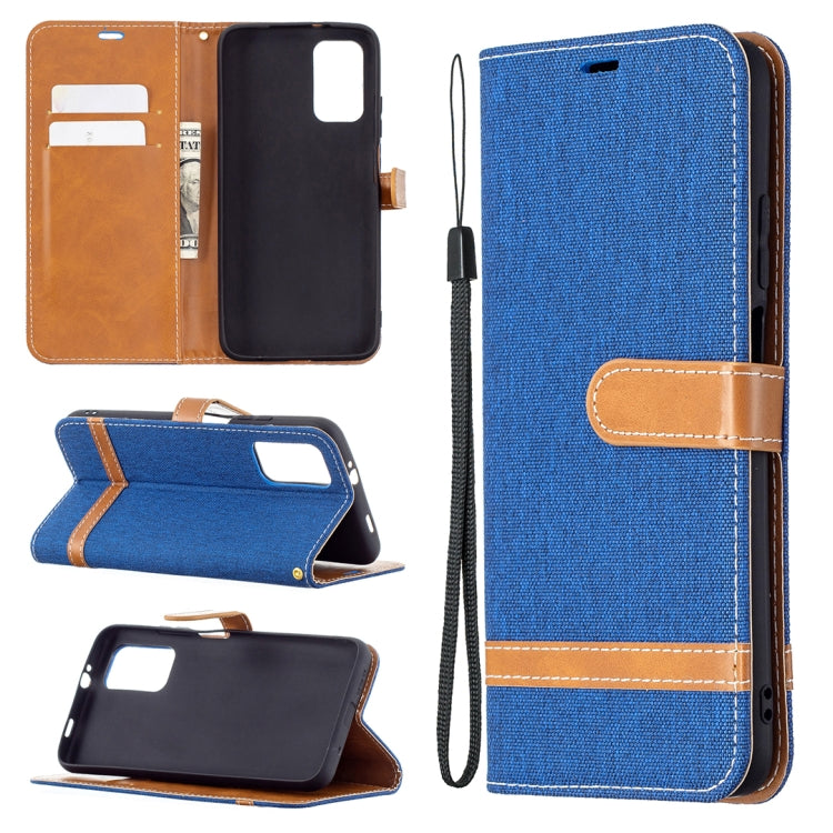 For Xiaomi Poco M3 Color Matching Denim Texture Horizontal Flip Leather Case with Holder & Card Slots & Wallet & Lanyard