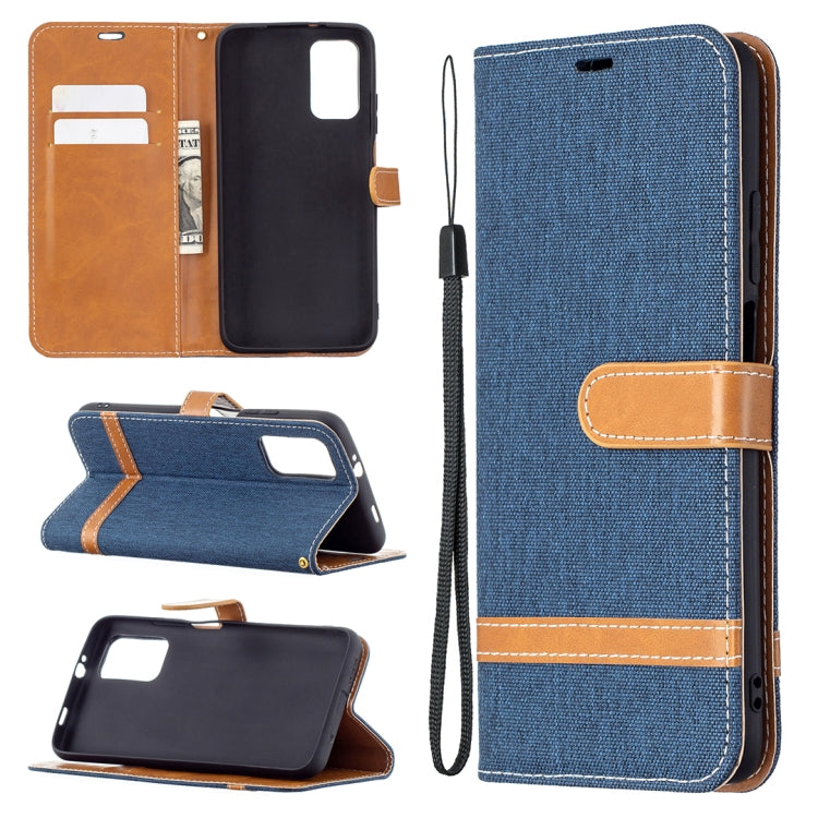 For Xiaomi Poco M3 Color Matching Denim Texture Horizontal Flip Leather Case with Holder & Card Slots & Wallet & Lanyard