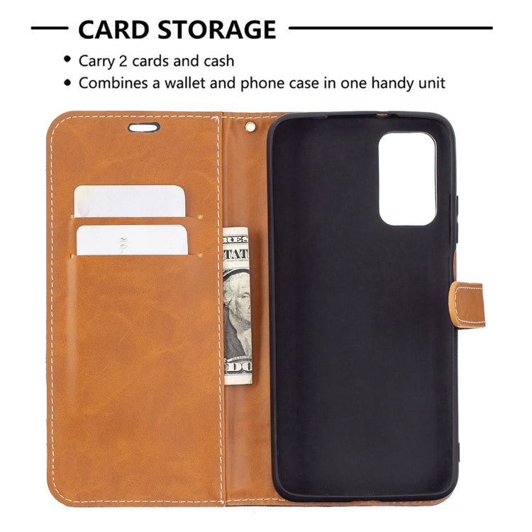 For Xiaomi Poco M3 Color Matching Denim Texture Horizontal Flip Leather Case with Holder & Card Slots & Wallet & Lanyard