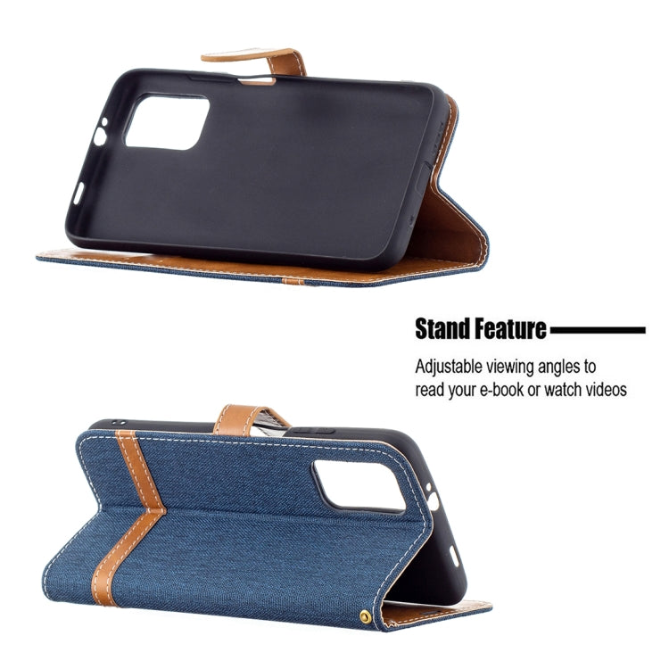 For Xiaomi Poco M3 Color Matching Denim Texture Horizontal Flip Leather Case with Holder & Card Slots & Wallet & Lanyard