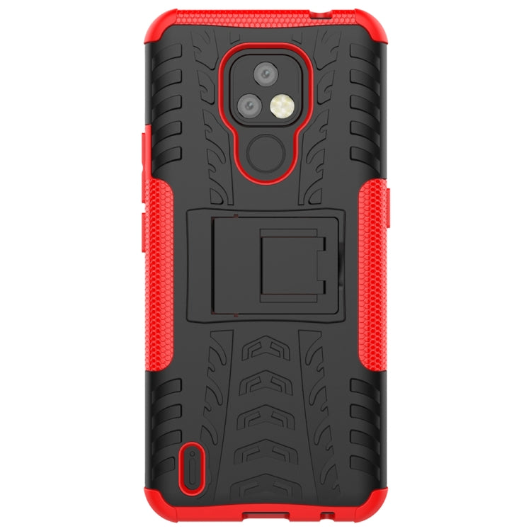 For Motorola Moto E7 Tire Texture Shockproof TPU+PC Protective Case with Holder