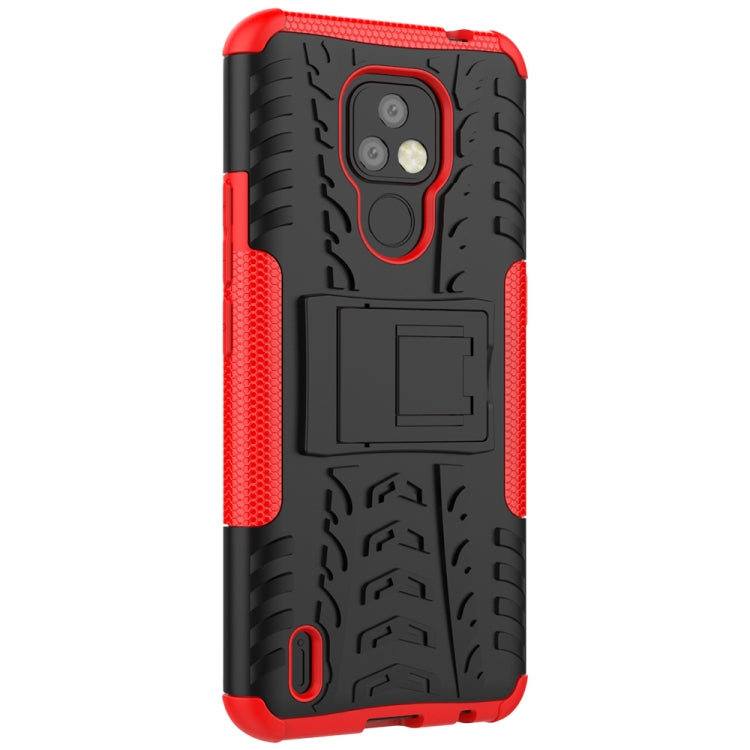 For Motorola Moto E7 Tire Texture Shockproof TPU+PC Protective Case with Holder