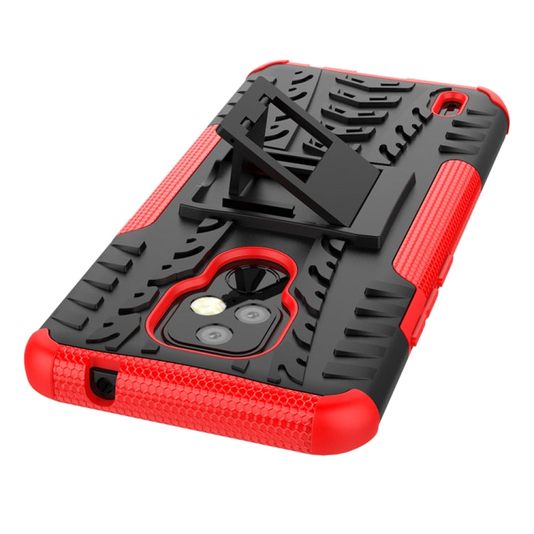 For Motorola Moto E7 Tire Texture Shockproof TPU+PC Protective Case with Holder