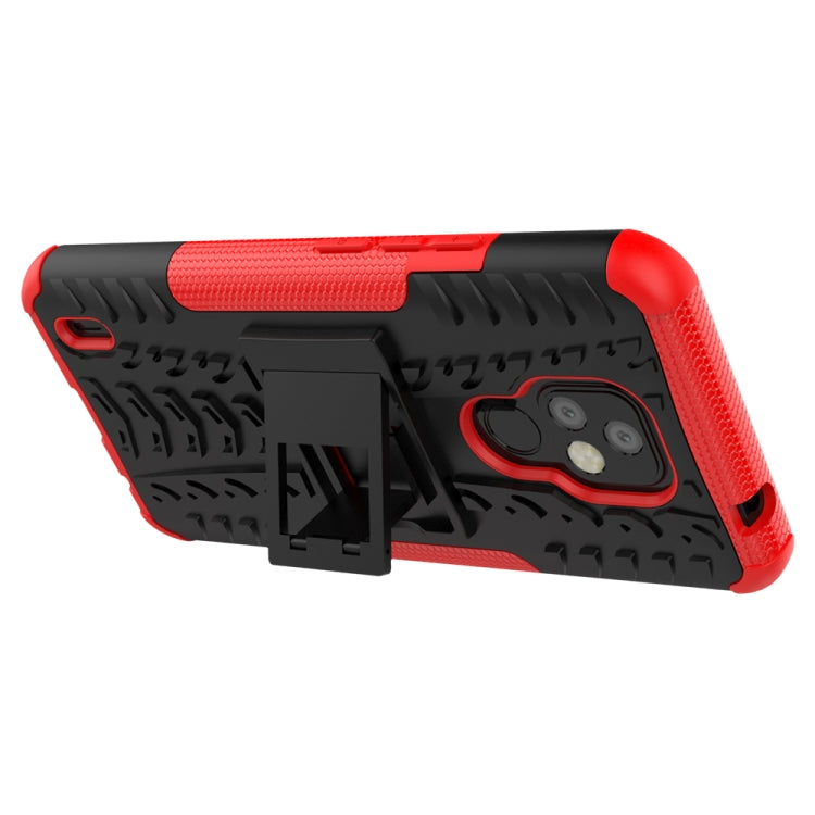 For Motorola Moto E7 Tire Texture Shockproof TPU+PC Protective Case with Holder