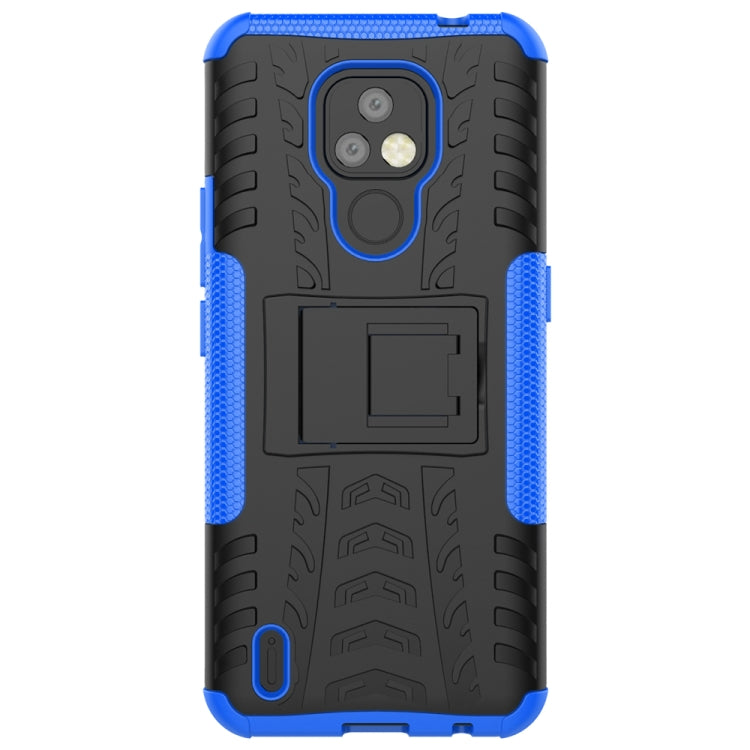 For Motorola Moto E7 Tire Texture Shockproof TPU+PC Protective Case with Holder