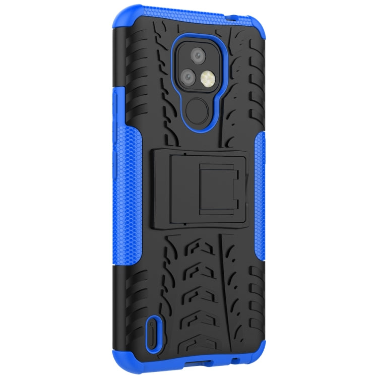 For Motorola Moto E7 Tire Texture Shockproof TPU+PC Protective Case with Holder