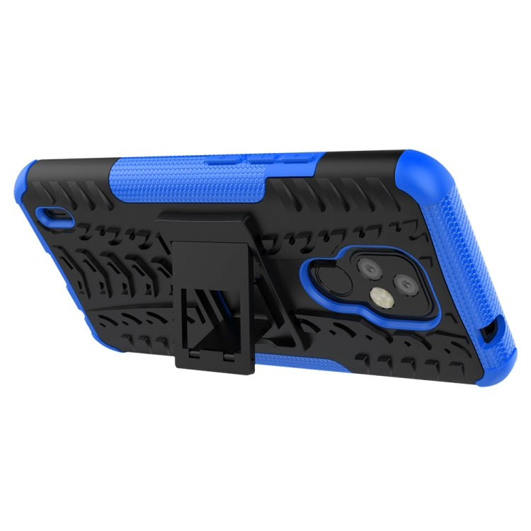 For Motorola Moto E7 Tire Texture Shockproof TPU+PC Protective Case with Holder