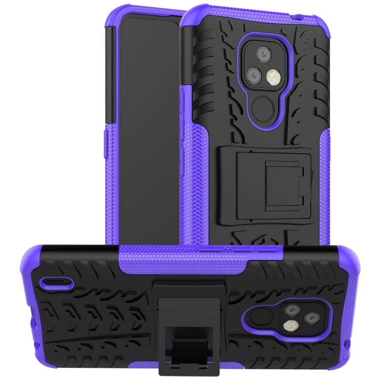 For Motorola Moto E7 Tire Texture Shockproof TPU+PC Protective Case with Holder