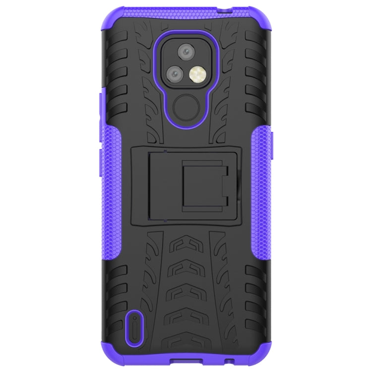 For Motorola Moto E7 Tire Texture Shockproof TPU+PC Protective Case with Holder