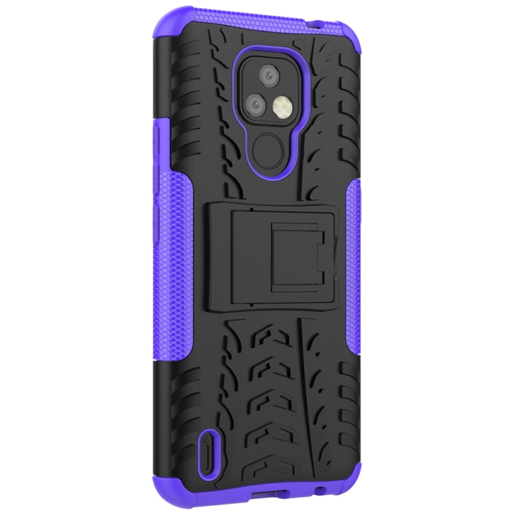 For Motorola Moto E7 Tire Texture Shockproof TPU+PC Protective Case with Holder