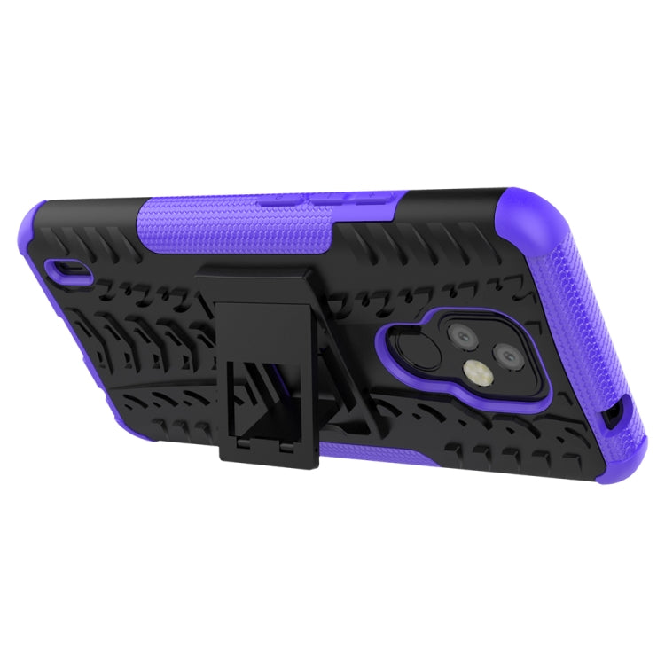 For Motorola Moto E7 Tire Texture Shockproof TPU+PC Protective Case with Holder