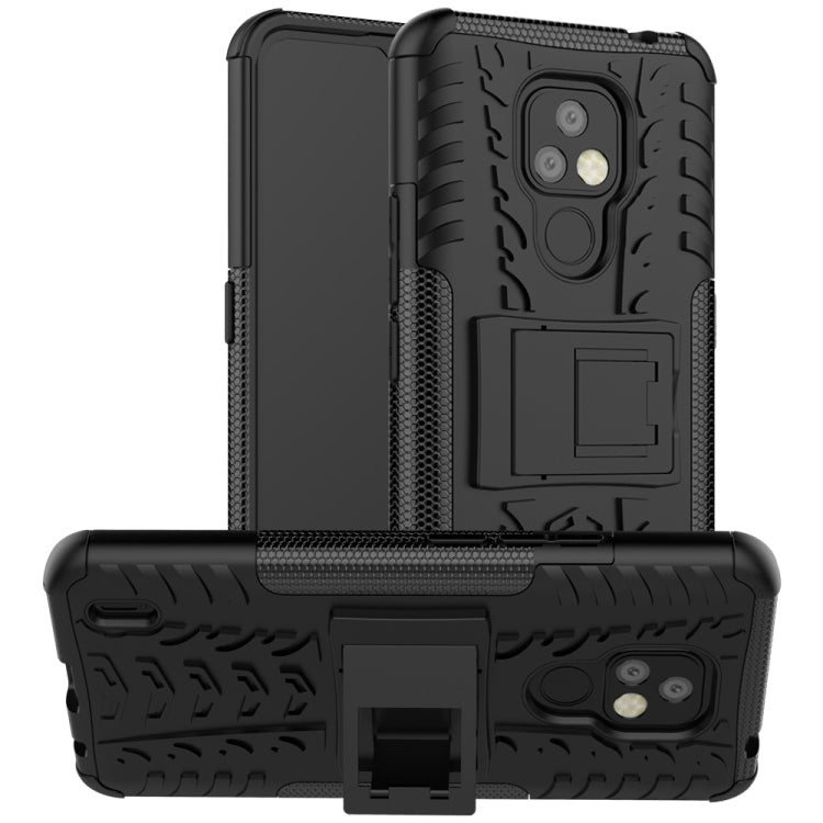 For Motorola Moto E7 Tire Texture Shockproof TPU+PC Protective Case with Holder