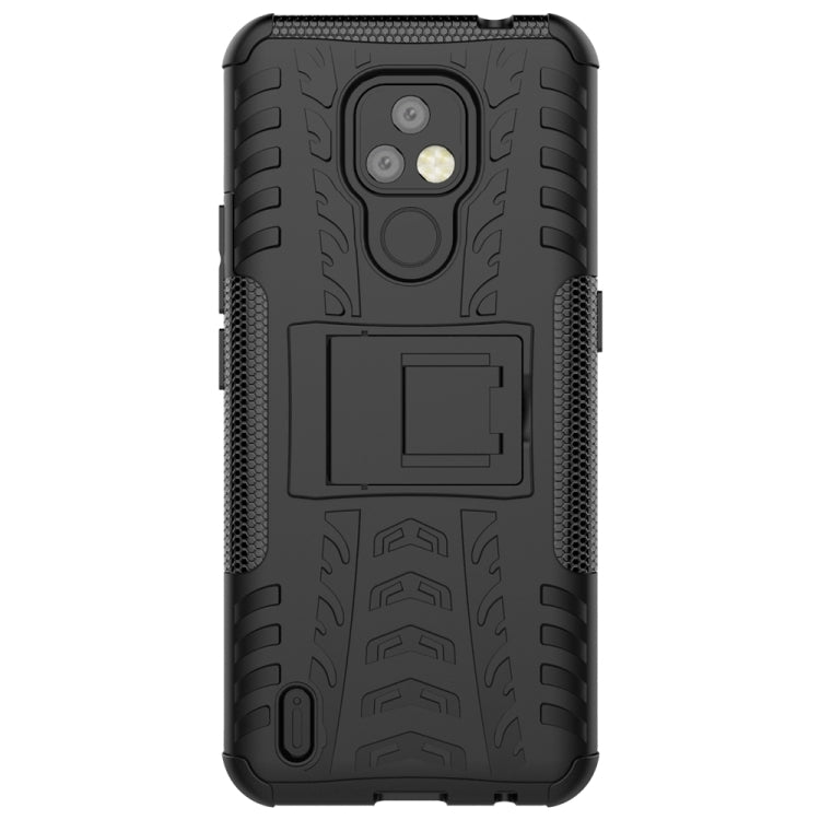 For Motorola Moto E7 Tire Texture Shockproof TPU+PC Protective Case with Holder