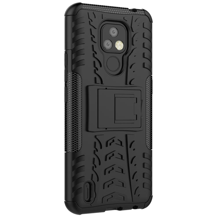 For Motorola Moto E7 Tire Texture Shockproof TPU+PC Protective Case with Holder