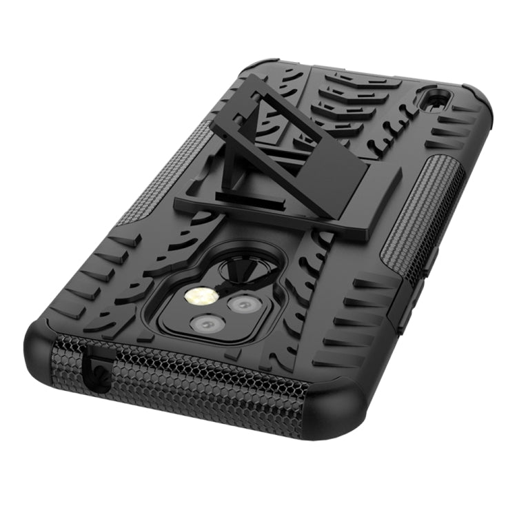 For Motorola Moto E7 Tire Texture Shockproof TPU+PC Protective Case with Holder