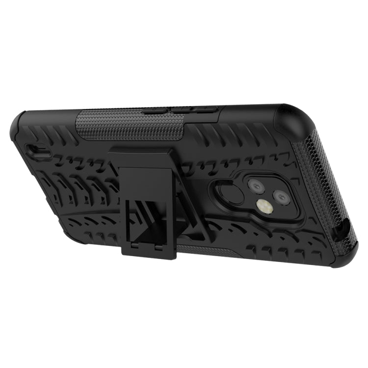 For Motorola Moto E7 Tire Texture Shockproof TPU+PC Protective Case with Holder