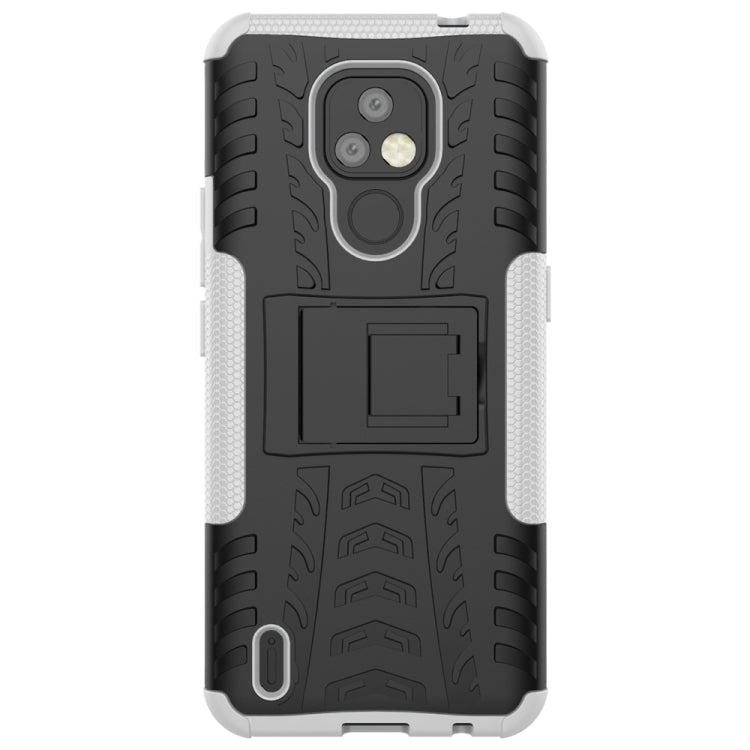 For Motorola Moto E7 Tire Texture Shockproof TPU+PC Protective Case with Holder