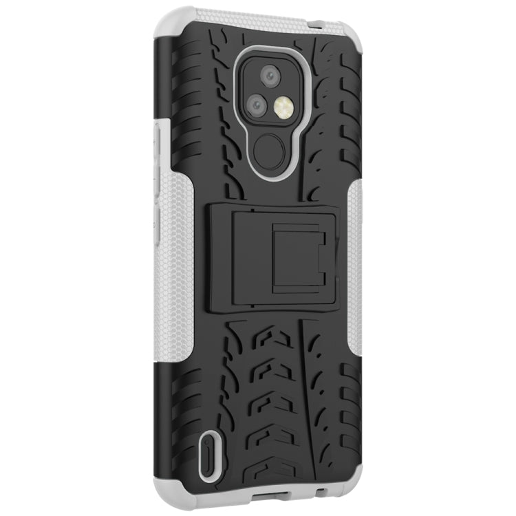 For Motorola Moto E7 Tire Texture Shockproof TPU+PC Protective Case with Holder