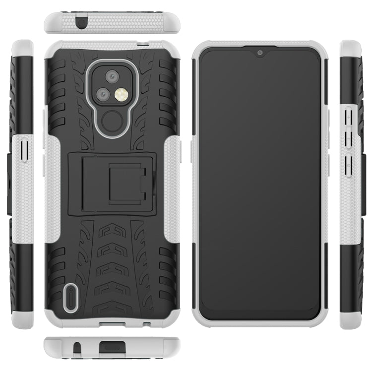 For Motorola Moto E7 Tire Texture Shockproof TPU+PC Protective Case with Holder