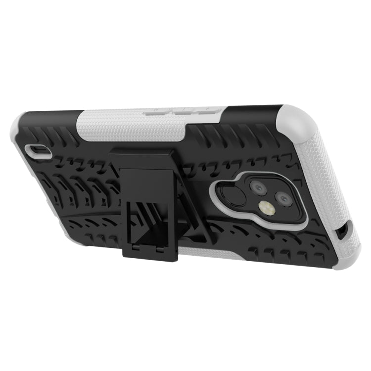 For Motorola Moto E7 Tire Texture Shockproof TPU+PC Protective Case with Holder