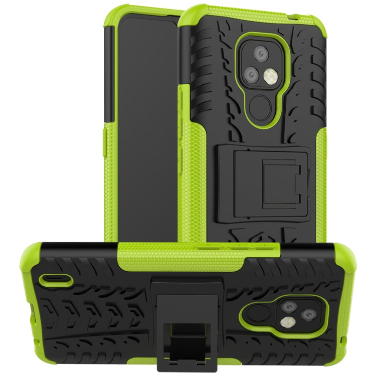 For Motorola Moto E7 Tire Texture Shockproof TPU+PC Protective Case with Holder