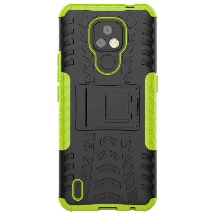 For Motorola Moto E7 Tire Texture Shockproof TPU+PC Protective Case with Holder