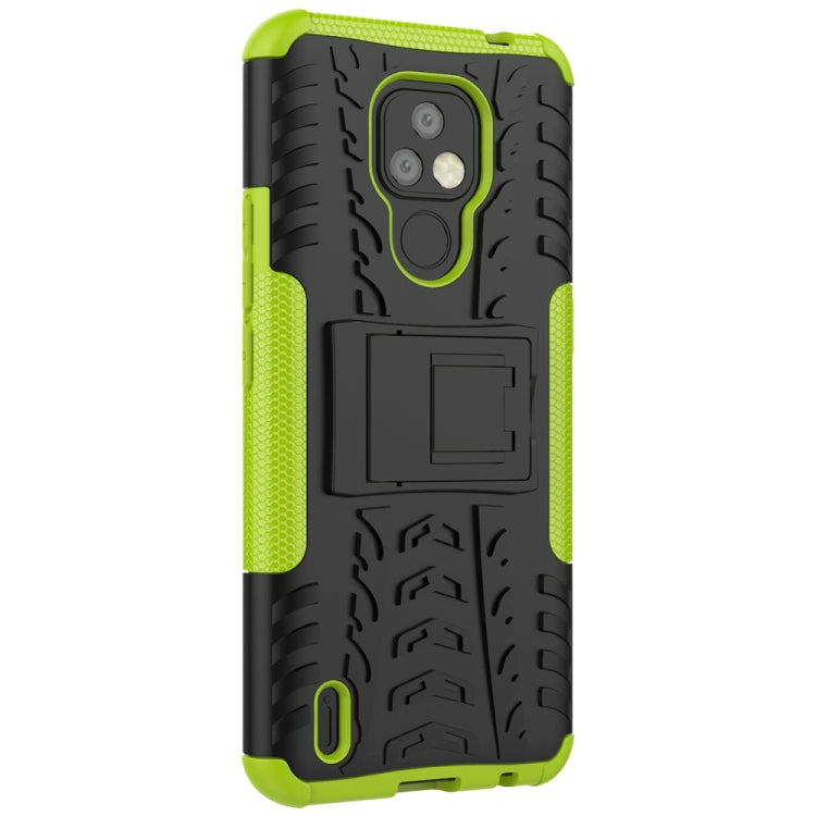 For Motorola Moto E7 Tire Texture Shockproof TPU+PC Protective Case with Holder