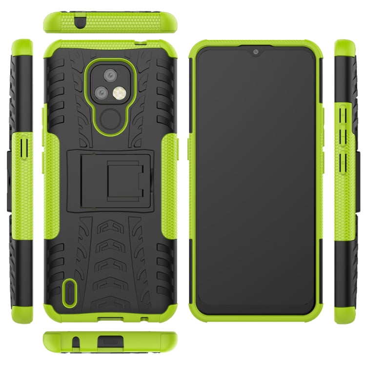 For Motorola Moto E7 Tire Texture Shockproof TPU+PC Protective Case with Holder