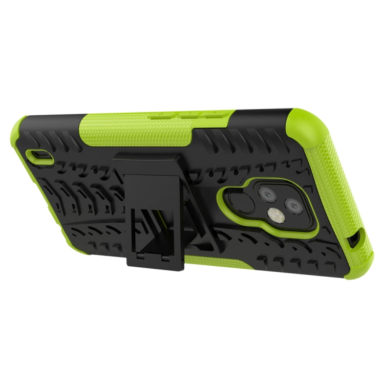 For Motorola Moto E7 Tire Texture Shockproof TPU+PC Protective Case with Holder