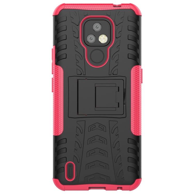 For Motorola Moto E7 Tire Texture Shockproof TPU+PC Protective Case with Holder