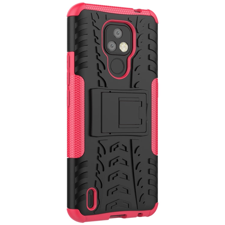 For Motorola Moto E7 Tire Texture Shockproof TPU+PC Protective Case with Holder