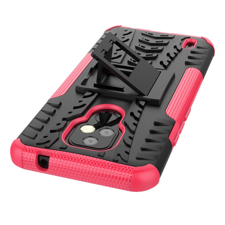 For Motorola Moto E7 Tire Texture Shockproof TPU+PC Protective Case with Holder
