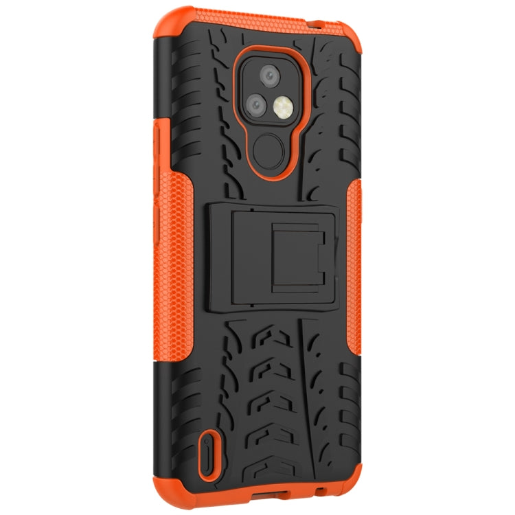 For Motorola Moto E7 Tire Texture Shockproof TPU+PC Protective Case with Holder