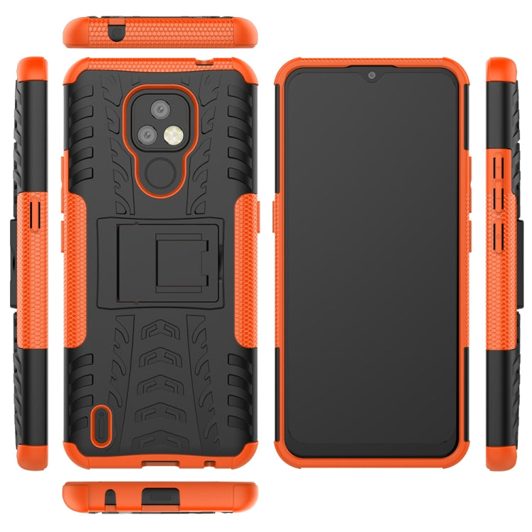 For Motorola Moto E7 Tire Texture Shockproof TPU+PC Protective Case with Holder