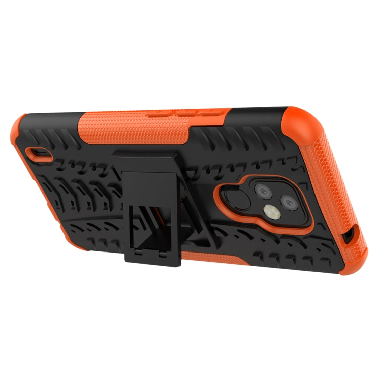For Motorola Moto E7 Tire Texture Shockproof TPU+PC Protective Case with Holder