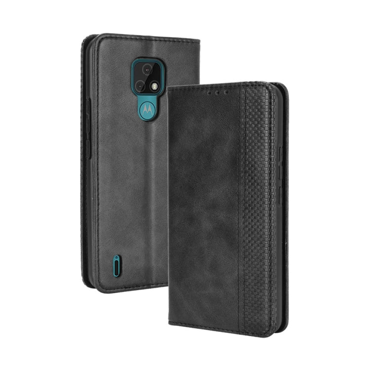 For Motorola Moto E7 Magnetic Buckle Retro Crazy Horse Texture Horizontal Flip Leather Case with Holder & Card Slots & Photo Frame