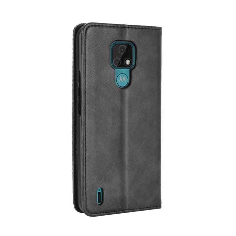 For Motorola Moto E7 Magnetic Buckle Retro Crazy Horse Texture Horizontal Flip Leather Case with Holder & Card Slots & Photo Frame
