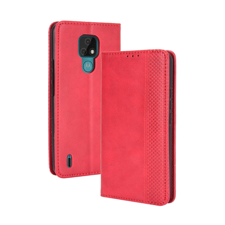 For Motorola Moto E7 Magnetic Buckle Retro Crazy Horse Texture Horizontal Flip Leather Case with Holder & Card Slots & Photo Frame