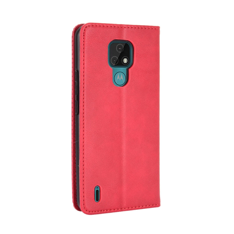 For Motorola Moto E7 Magnetic Buckle Retro Crazy Horse Texture Horizontal Flip Leather Case with Holder & Card Slots & Photo Frame