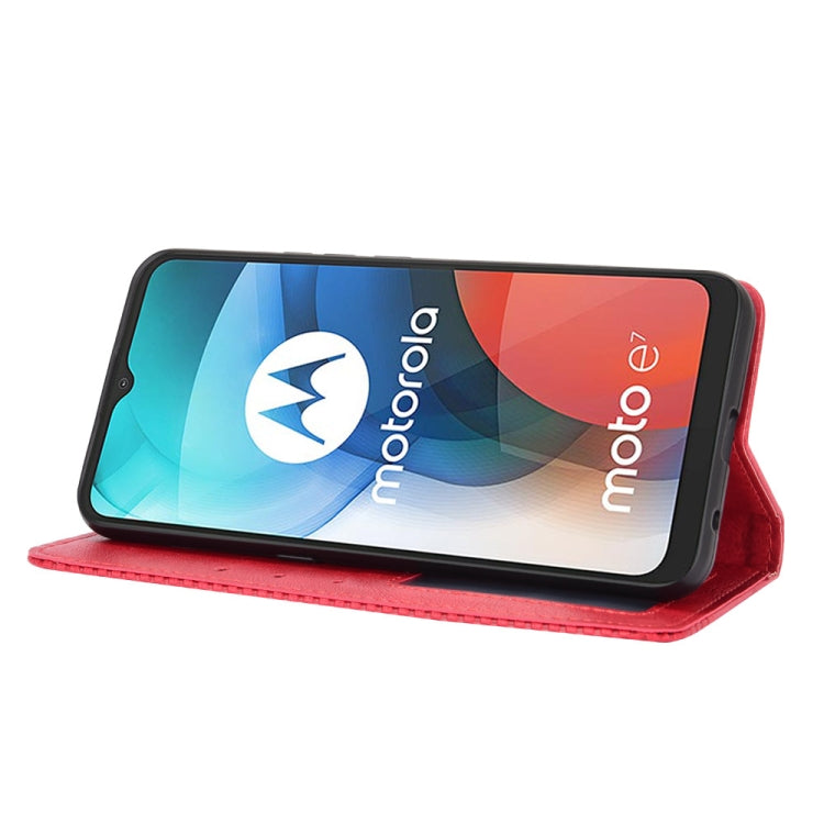For Motorola Moto E7 Magnetic Buckle Retro Crazy Horse Texture Horizontal Flip Leather Case with Holder & Card Slots & Photo Frame