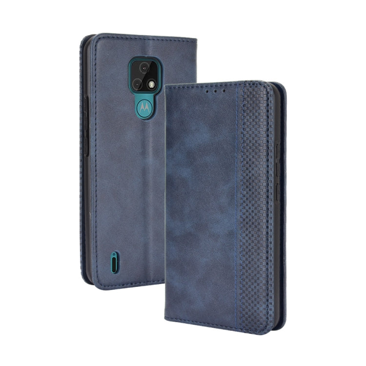 For Motorola Moto E7 Magnetic Buckle Retro Crazy Horse Texture Horizontal Flip Leather Case with Holder & Card Slots & Photo Frame