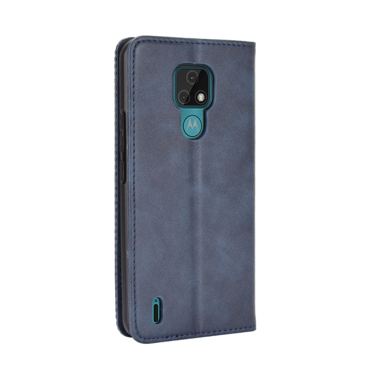 For Motorola Moto E7 Magnetic Buckle Retro Crazy Horse Texture Horizontal Flip Leather Case with Holder & Card Slots & Photo Frame