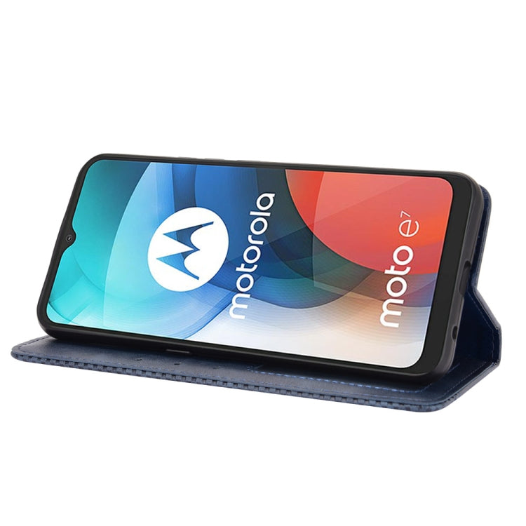 For Motorola Moto E7 Magnetic Buckle Retro Crazy Horse Texture Horizontal Flip Leather Case with Holder & Card Slots & Photo Frame