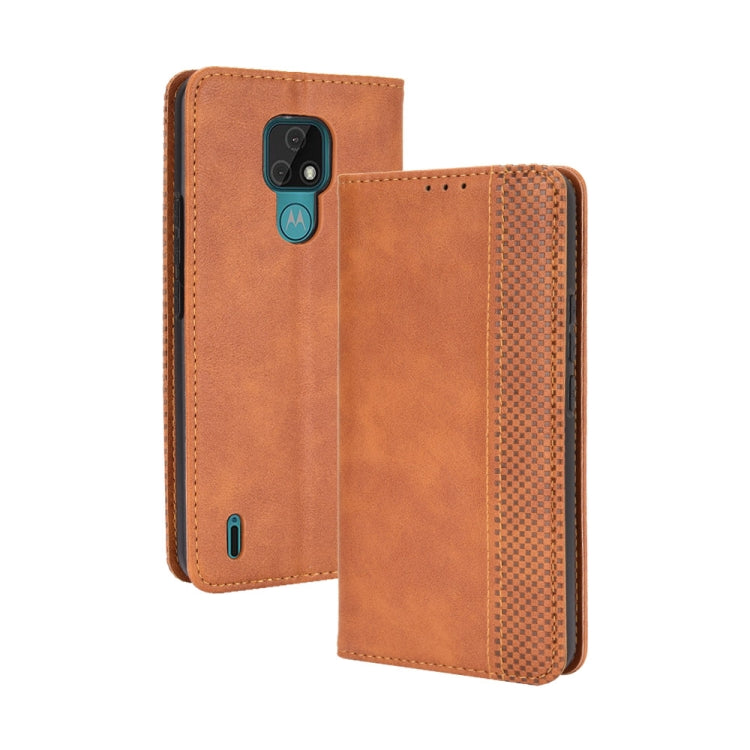 For Motorola Moto E7 Magnetic Buckle Retro Crazy Horse Texture Horizontal Flip Leather Case with Holder & Card Slots & Photo Frame