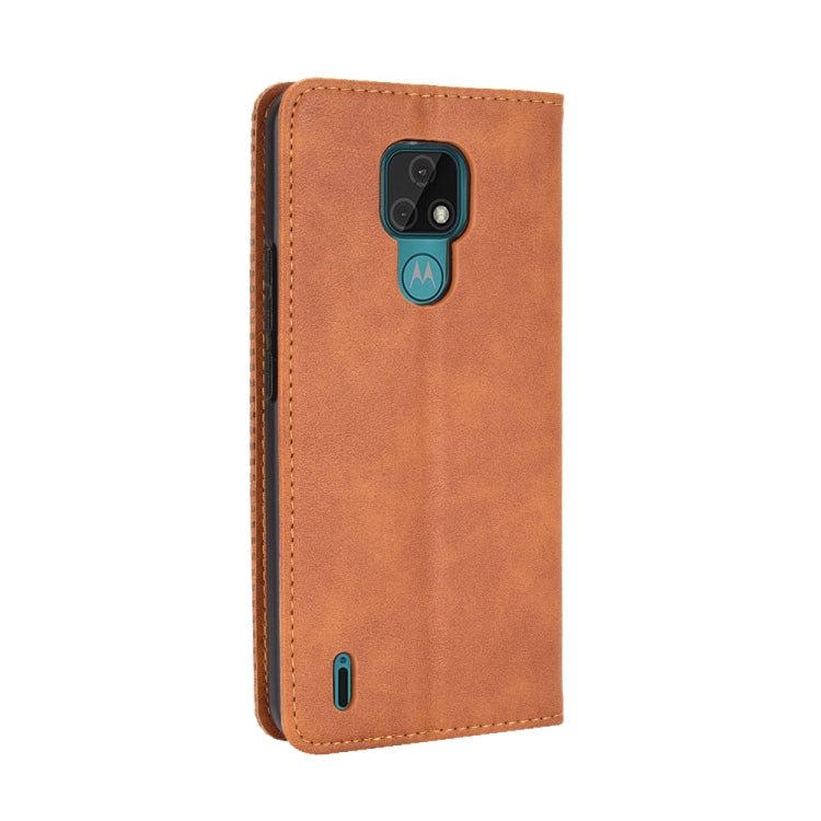 For Motorola Moto E7 Magnetic Buckle Retro Crazy Horse Texture Horizontal Flip Leather Case with Holder & Card Slots & Photo Frame