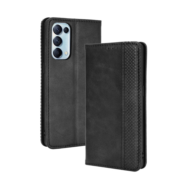 For OPPO Reno5 5G Magnetic Buckle Retro Crazy Horse Texture Horizontal Flip Leather Case with Holder & Card Slots & Photo Frame